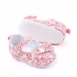 Pantofiori albi cu floricele rosii (marime disponibila: 3-6 luni (marimea 18