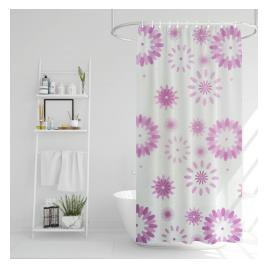 Perdea de dus - model cu flori mov - 180 x 180 cm