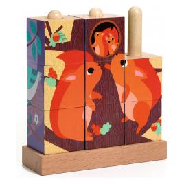 Puzzle vertical cu cuburi Djeco Puzz-Up Forest