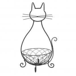 Pisica decorativa metal maro cu cos 31x25x55 cm