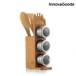 Set de rafturi magnetice pentru condimente cu ustensile din bambus bamsa innovagoods 7 piese