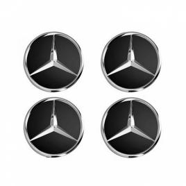 Set 4 Capace jante cu sigla Mercedes Benz, negru, 75mm