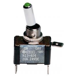 Intrerupator basculant cu LED 2 terminale 12V - 20A - Verde