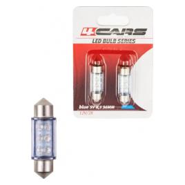 Bec tip LED 12V sofit cu 6 leduri 10x36mm SV8 5-8 2buc - Albastru