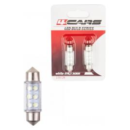 Bec tip LED 12V sofit cu 6 leduri 10x36mm SV8 5-8 2buc - Alb