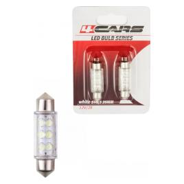 Bec tip LED 12V sofit cu 6 leduri 10x39mm SV8 5-8 2buc - Alb