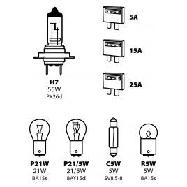Kit becuri si sigurante 8buc 12V - halogen H7