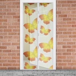 Perdea anti-tantari pt. usi cu inchidere magnetica- 100 x 210 cm and bdquo Fluturi galbeniE