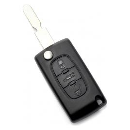 Citroen / Peugeot 406 - Carcasa tip cheie briceag cu 3 butoane lama NE78-SH3 cu suport baterie si buton portbagaj
