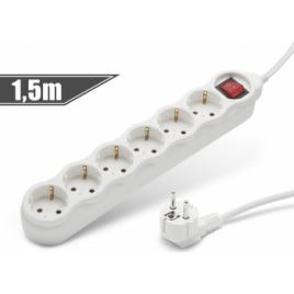 Delight - Prelungitor cu distribuitor 6 prize cu intrerupator - 1 5 m