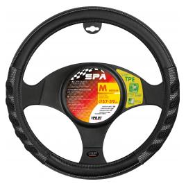 Husa volan imitatie piele Spa - M - and Oslash 37/39cm - Negru/Gri