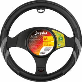 Husa volan imitatie piele Suzuka - M - and Oslash 37/39cm - Negru/Gri