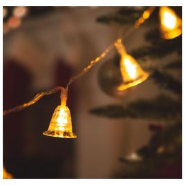 Instalatie de pom cu LED - clopotei - 20 de LED-uri - 2 3 metri - alb cald - 3 x AA