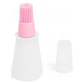 Pensula pentru ulei din silicon cu recipient - 60 ml - roz