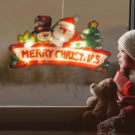 Decor LED pentru ferestre mari - Merry Christmas - 45 x 24 cm - alb cald - 3 x AAA