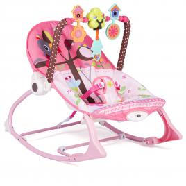 Scaun balansoar multifunctional pentru bebelusi cu jucarii, sunete si vibratii, roz