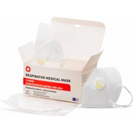 Set 10 x - Masti FFP3 de protectie respiratorie  cu valva 5 straturi alb Avizata de Ministerul Sanatatii - Produs UE