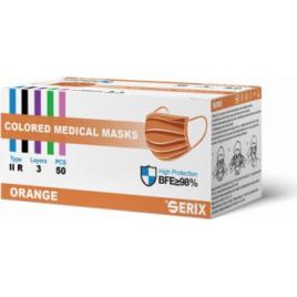 Cutie set 50 Masti de protectie medicala tip IIR 3 straturi portocaliu - SERIX
