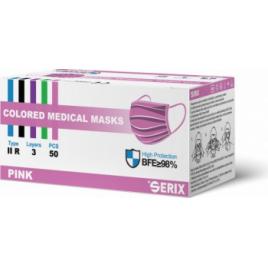 Cutie set 50 Masti de protectie medicala tip IIR 3 straturi roz - SERIX