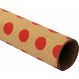 Hartie pentru ambalat cadouri Kraft Vintage 200x70 cm Red Dots