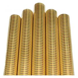 Set 5 bucati hartie pentru ambalat cadouri Metalizata 150x70 cm Golden Stripes