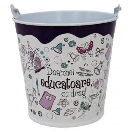 Suport ghiveci flori diametru 13.5 cm Doamnei educatoare cu drag