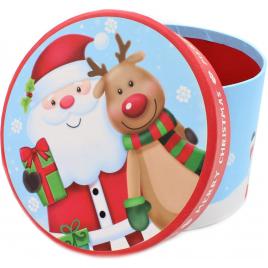 Cutie pentru cadouri rotunda Santa Friends - 16x11.5 cm