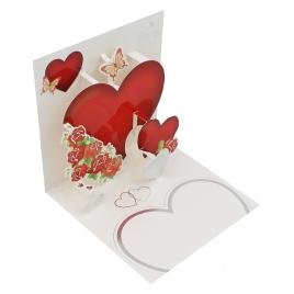 Felicitare 3D Premium Pop-up Hearts