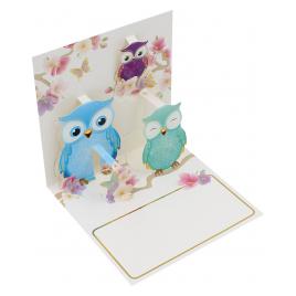 Felicitare 3D Premium Pop-up Owls