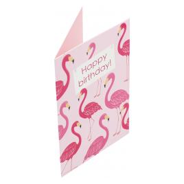 Felicitare Gold Birthday Flamingos