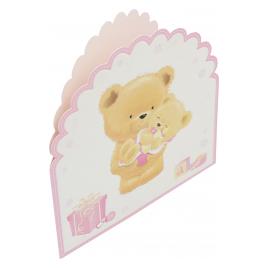 Felicitare Gold Teddy Baby Girl