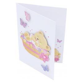 Felicitare Premium handmade Baby Girl Bear