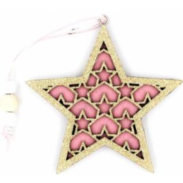 Decoratiune de Craciun stea roz auriu