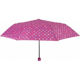 Umbrela dama MINI manuala Perletti fantezie roz cu buline