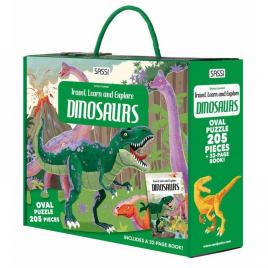 Carte cu puzzle dinozauri - cunoaste, invata si exploreaza
