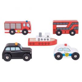 Set 5 vehicule din lemn - bigjigs