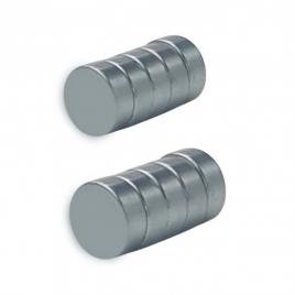 Set 10 magneti foarte puternici, gri, disc, simplu, 10mm x 5 mm