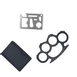 Set autoaparare, pumnal model simplu, 0.5 cm grosime, negru, card multifunctional