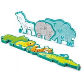 Puzzle  din lemn alfabet si animale 26 piese hape