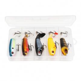 Set Naluci 8cm 14g Whopper Poppers Momeala de pescuit pentru stiuca,vobler de suprafata cu coada rotativa, model 3