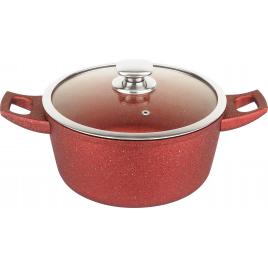 Cratita aluminiu cu interior marmorat Royalty Line RL-FC24CM Red, 24 cm