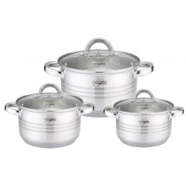 Set 3 oale din inox cu capac Platinum Collection PL-10011