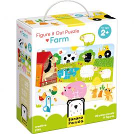 Puzzle educativ - descopera animalele de la ferma 20 piese 48x32cm