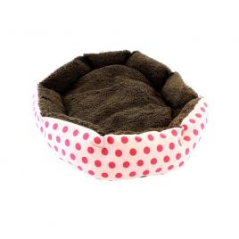 Pat culcus confortabil din flanel cu perna detasabila pentru caini sau pisici, culoare roz