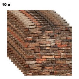 Set 10 x Tapet 3D caramida clasica, autoadeziv pentru interior, 70 x 77 cm