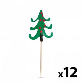 Bețișoare pentru gustări - pom de crăciun - 8,5 cm - 12 buc / pachet