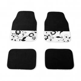 Covorase mocheta black & white flower 4buc