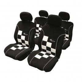 Huse scaun racing negru cu alb 8buc