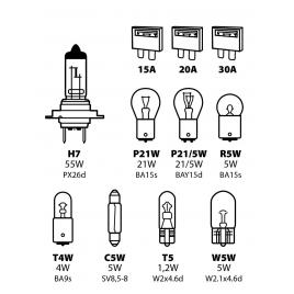 Kit becuri si sigurante 11buc 12v - halogen h7