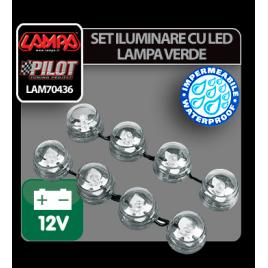 Set iluminare cu led 8buc lampa 12v - verde